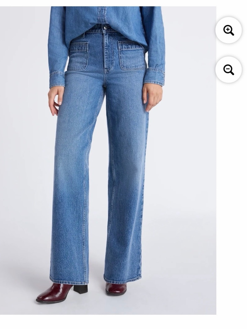 High-Rise Wide Leg Jeans in Medium Blue - Picture 1 of 11